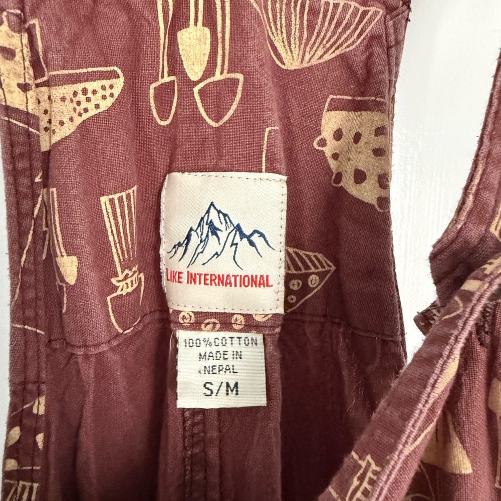 Women's Brown Mushroom-Print Overalls - Picture 3 of 6
